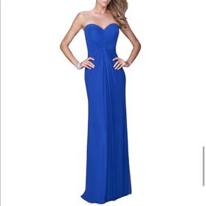LA FEMME Royal Blue Gathered Jersey Sweetheart Gown NEW Size 6 Dress